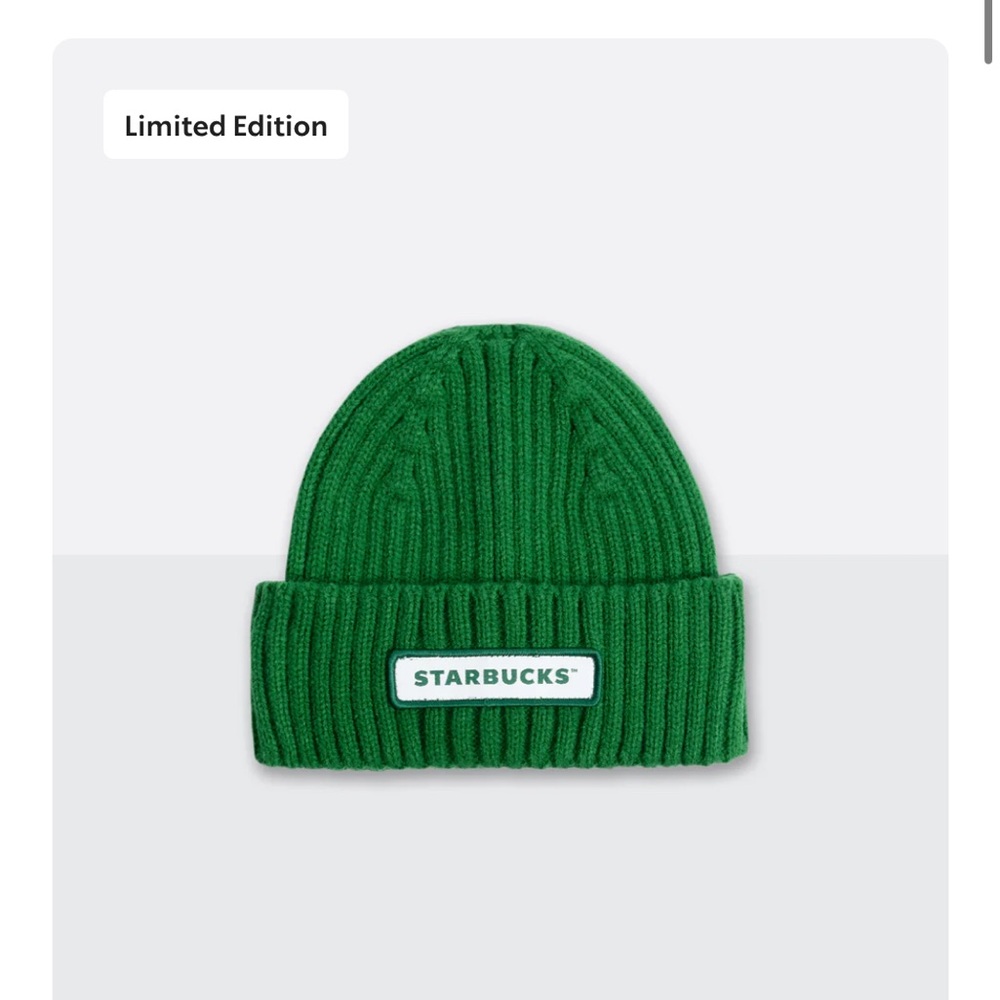 Starbucks Emerald Green Ribbed Cuff Beanie